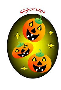 ハロウィン（カボチャの親子三人の顔）の絵