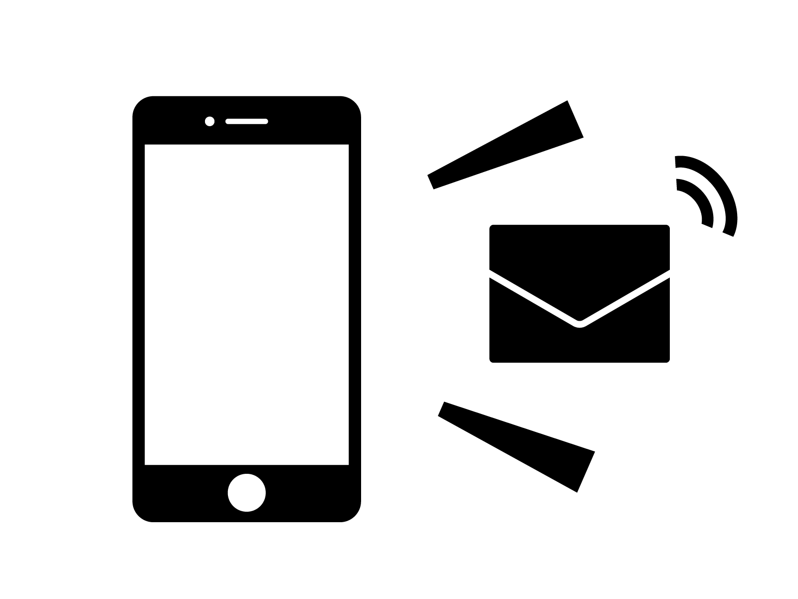 スマートフォンからメールを送るイラスト