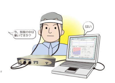 新心語りを使用している男性のイラスト